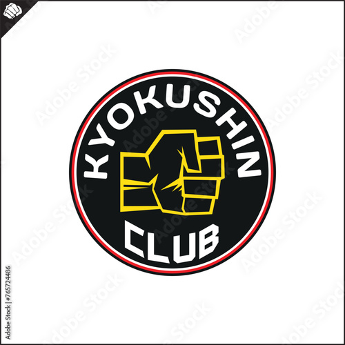 Martial arts, kyokushin karate colored symbol, logo creative design emblem. Vector
