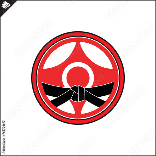 Martial arts, kyokushin karate colored symbol, logo creative design emblem. Vector