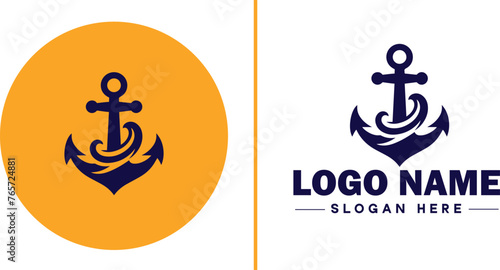 Anchor logo icon vector for Ship Yacht Luxury marine anchor icon logo template