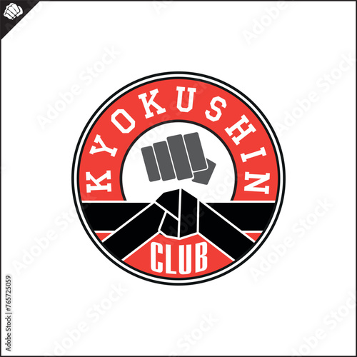 Martial arts, kyokushin karate colored symbol, logo creative design emblem. Vector