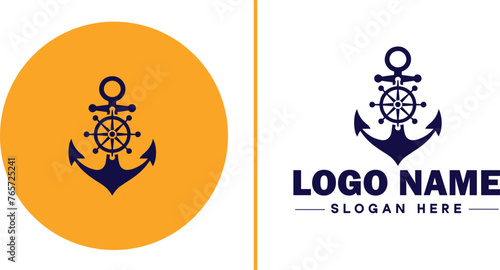 Anchor logo icon vector for Ship Yacht Luxury marine anchor icon logo template