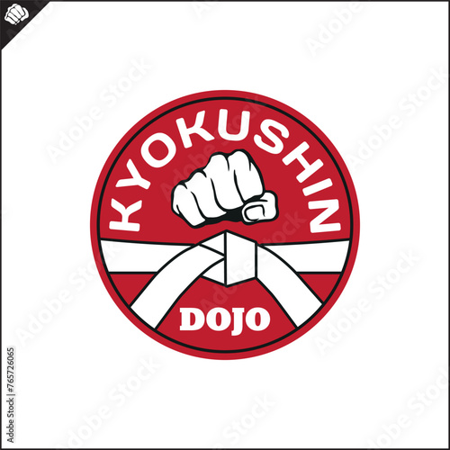 Martial arts, kyokushin karate colored symbol, logo creative design emblem. Vector