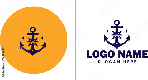 Anchor logo icon vector for Ship Yacht Luxury marine anchor icon logo template