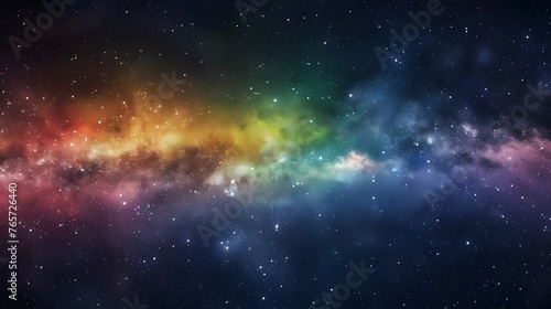 Vibrant space background featuring nebula and stars with rainbow colors, night sky and colorful milky way