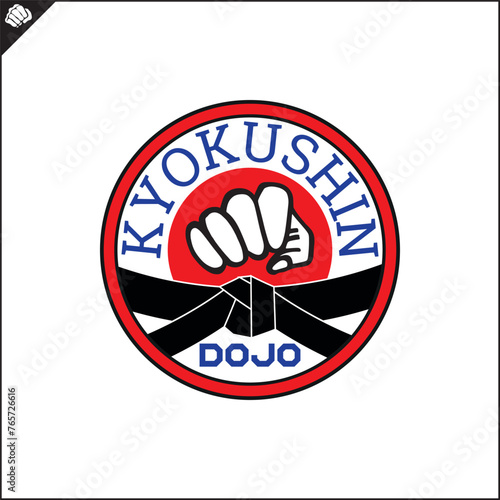 Martial arts, kyokushin karate colored symbol, logo creative design emblem. Vector