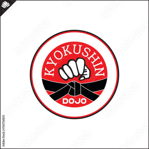 Martial arts, kyokushin karate colored symbol, logo creative design emblem. Vector