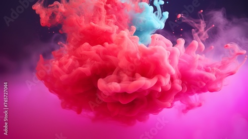 Colorful ink in water on a black background. Abstract background.