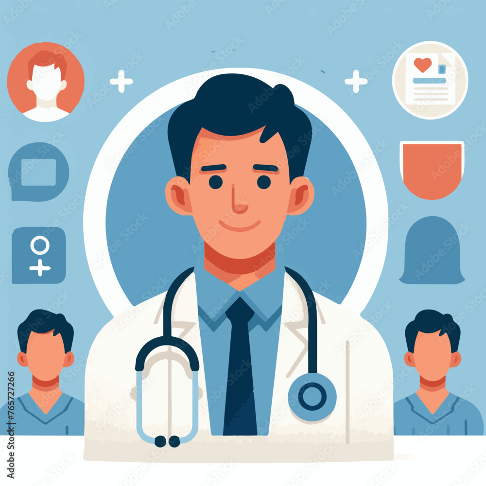 A vector illustration of a doctor poses A vector illustration of a doctor poses