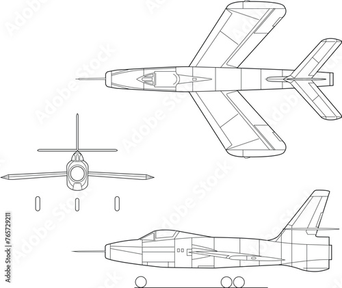 Republic_XF-91_Thunderceptor_3-View_svg vector file.eps
