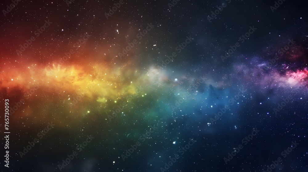 Vibrant space background showcasing nebula and stars with rainbow colors, night sky and colorful milky way