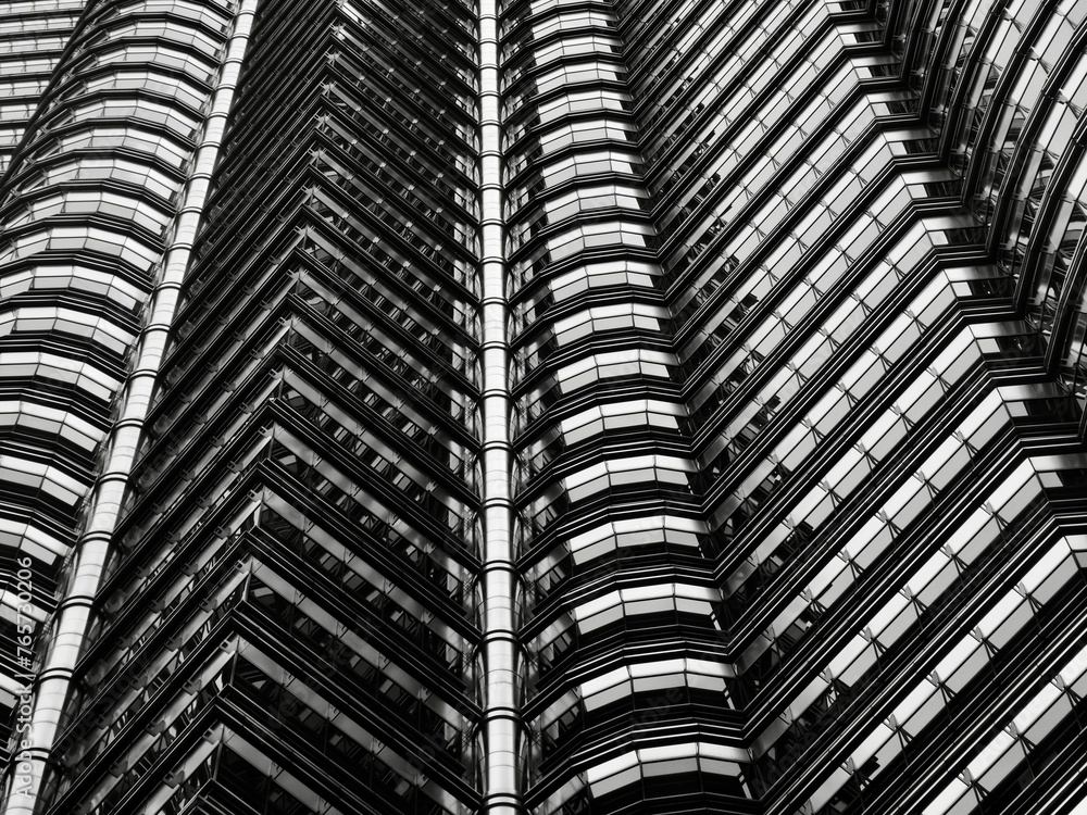 Black and white photograph of a modern building Black and white photograph of a modern building