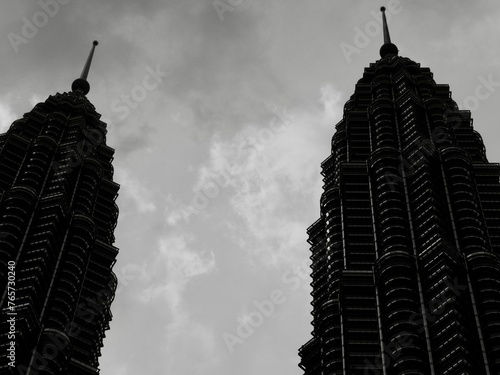 Black and white photograph of a modern building
