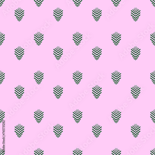 Green leaf seamless pattern on pink background in summer. A new beginning in spring for baby, fabric, printout, wallpaper and background. 