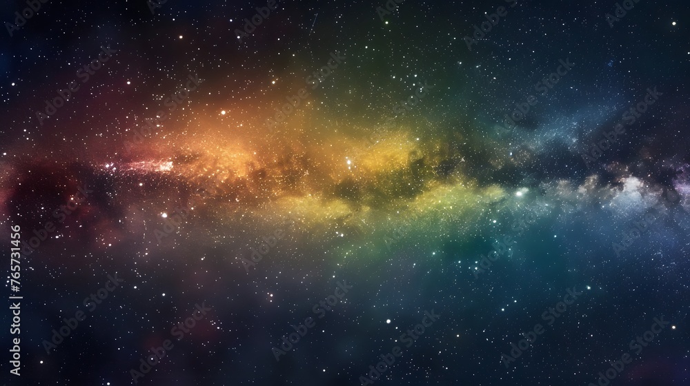 Dynamic space backdrop showcasing nebula and stars with rainbow colors, colorful milky way galaxy background
