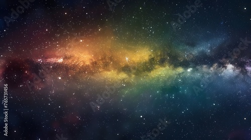 Dynamic space backdrop showcasing nebula and stars with rainbow colors, colorful milky way galaxy background