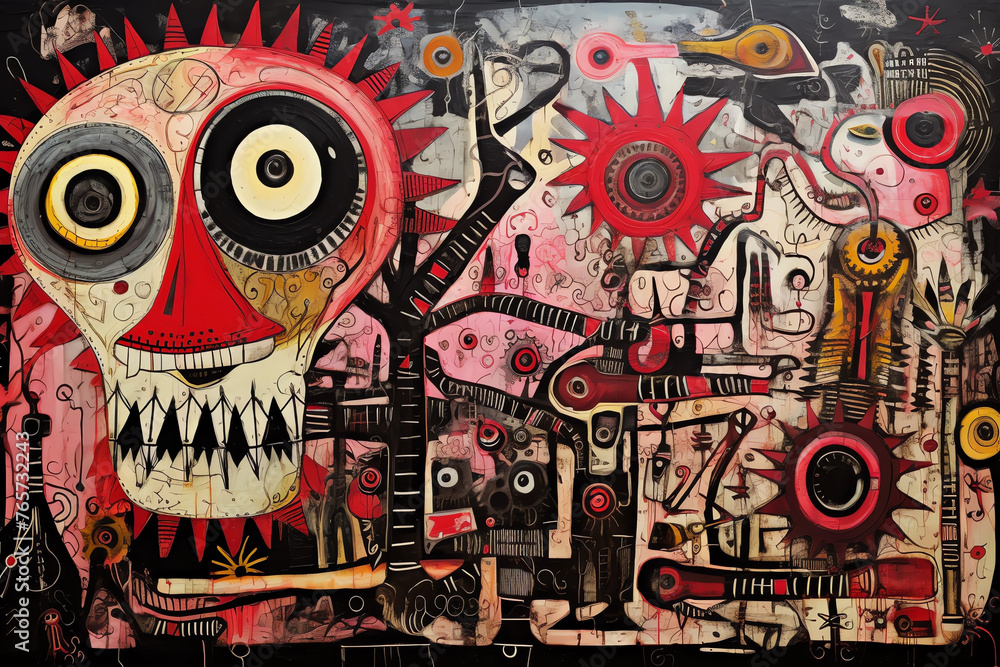 Fototapeta premium Unrestrained Art: Raw Alchemy in Outsider Art Form