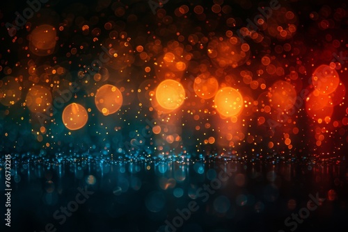 black background with Bangladesh flag colors in glitter and bokeh  photo