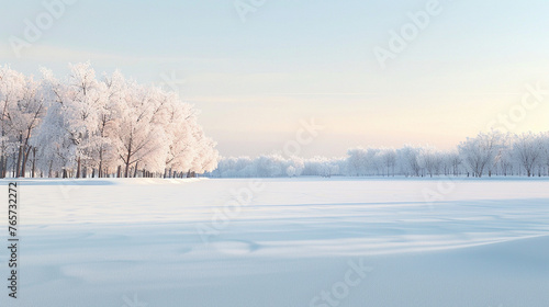 Serene Winter Wonderland with Snow-Covered Trees