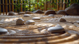 Serene Zen Garden with Raked Sand Patterns
