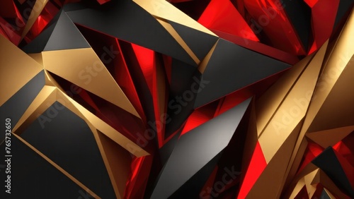 Wallpaper Mural 3D Abstract colorful Red, Black and gold wallpaper with sharp edges Torontodigital.ca