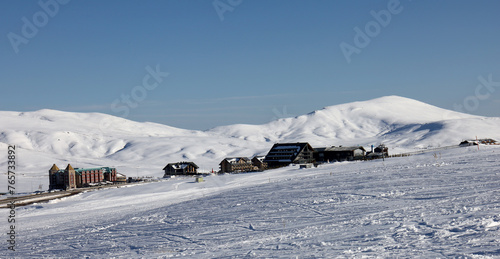 View of an interesting mountain ski resort.