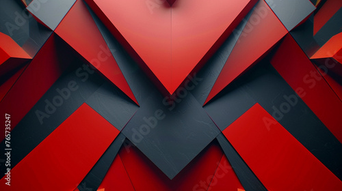 Abstract geometric pattern in a bold combination of red and black. ,