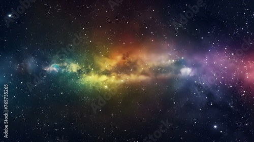 Vibrant space background featuring nebula and stars with rainbow hues, vibrant milky way galaxy backdrop © artestdrawing