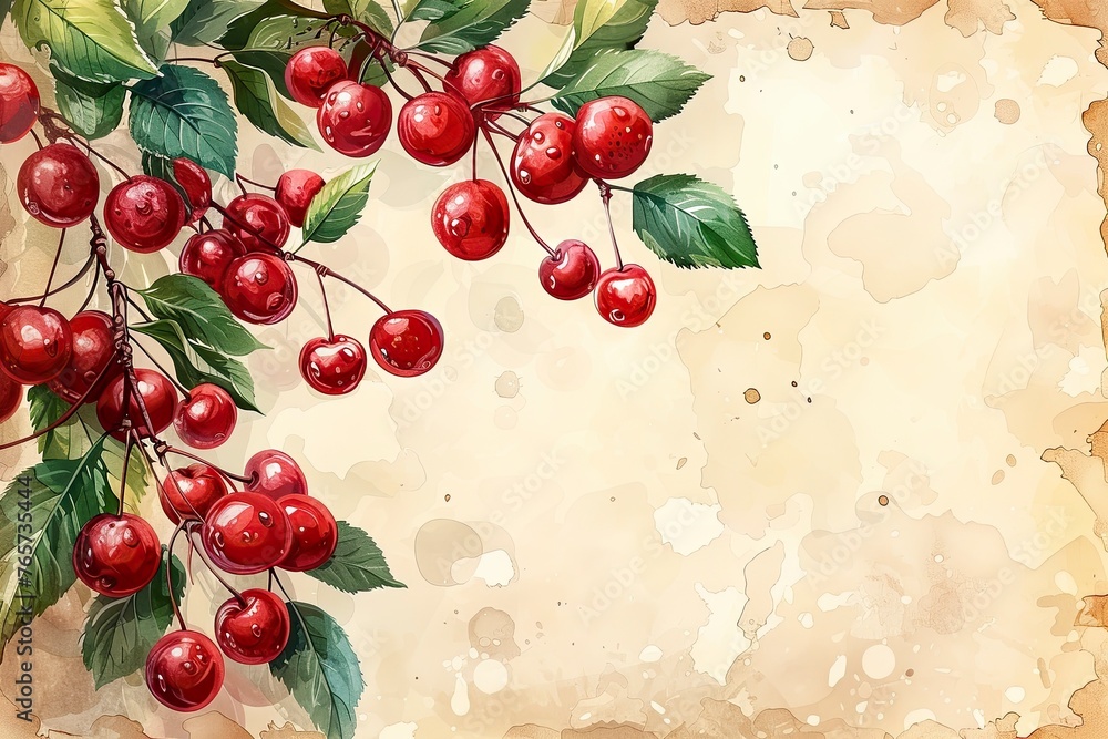 custom made wallpaper toronto digitalIllustration with space for text, background, cherry