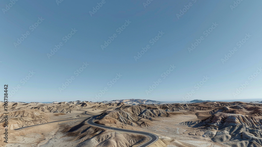 Fototapeta premium Winding Roads Through Barren Desert Landscapes