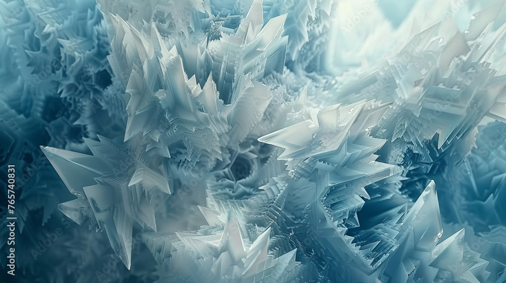 Geometric abstract art in a crisp combination of ice blue and white. - obrazy, fototapety, plakaty 