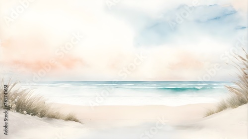 Hintergrundgrafik - Aquarellfarben - Gemälde - Tag am Strand