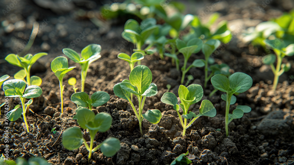 Young Seedlings Growing in Fertile Soil Young Seedlings Growing in Fertile Soil