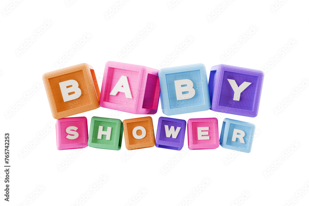 building block cubes spelling out baby shower, on transparent background building block cubes spelling out baby shower, on transparent background
