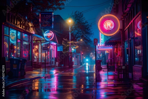 Retro Neon Signs: Create a nostalgic urban scene with a photo of retro neon signs illuminating the night.