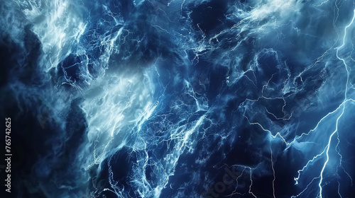 Streaks of lightning in abstract form, electric blue and white.