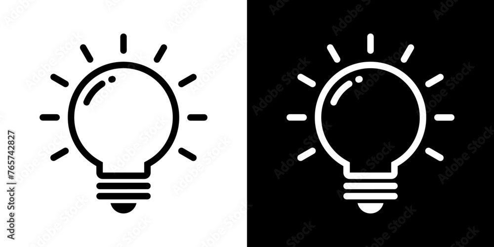 Light bulb line icon vector in trendy style. Idea, creativity sign symbol - obrazy, fototapety, plakaty 