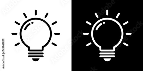 Light bulb line icon vector in trendy style. Idea, creativity sign symbol photo