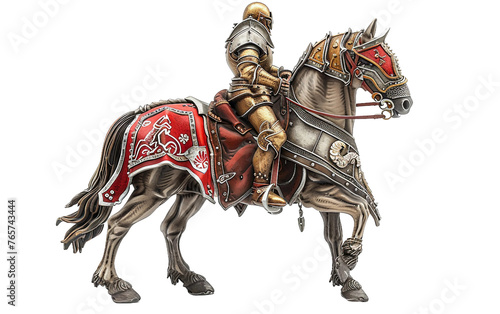 A Gallant Charger Adorned with Armor Isolated on Transparent Background.