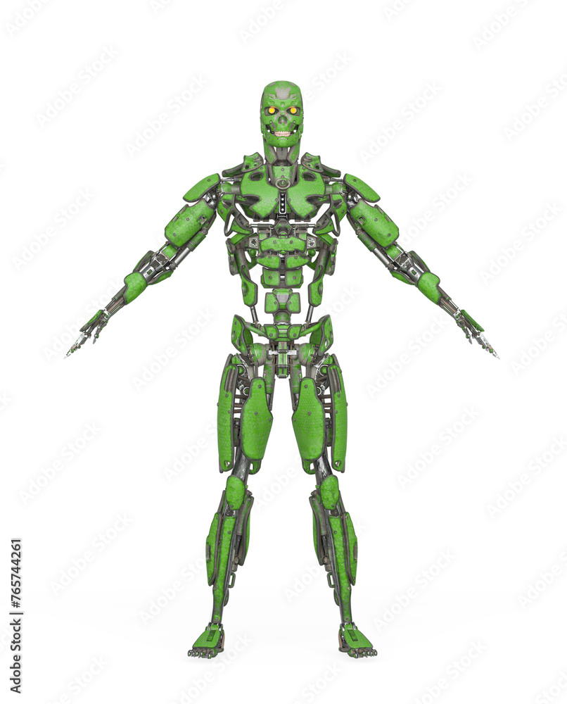 mega cyborg on a pose in white background mega cyborg on a pose in white background