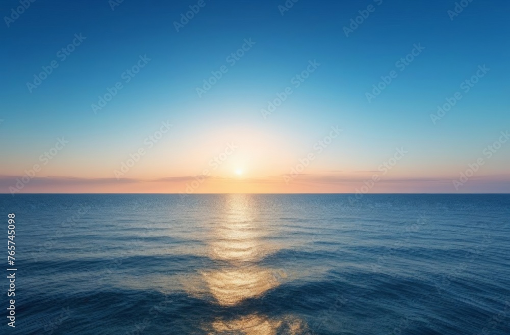Sunset,Blue sea and blue sky with clouds nature background