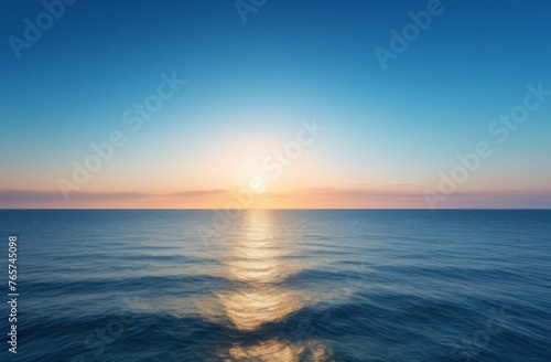 Sunset Blue sea and blue sky with clouds nature background