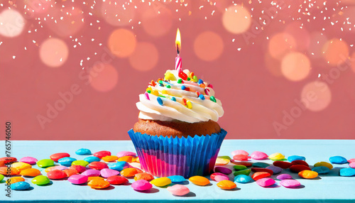 Cupcake with candle, lit birthday candle, single cupcake, celebration cupcake, party cupcake, dessert cupcake, baked cupcake, sweet cupcake, delicious cupcake, yummy cupcake, frosted cupcake