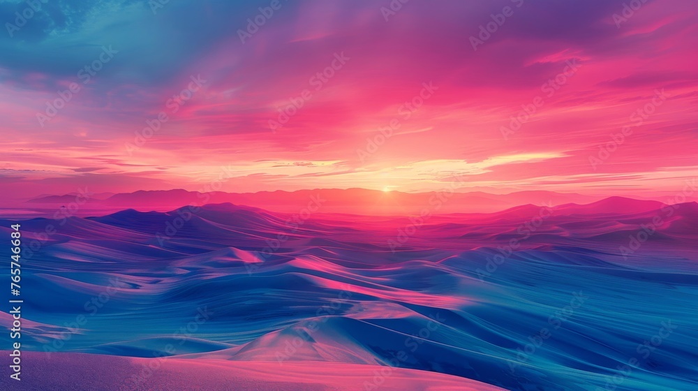 Radiant arcs of color stretching across the horizon,  casting a warm and inviting glow over the landscape - obrazy, fototapety, plakaty 