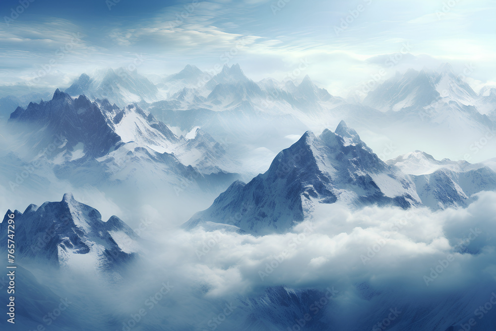 Artistic Narratives: High-Altitude View of Breathtaking Mountains