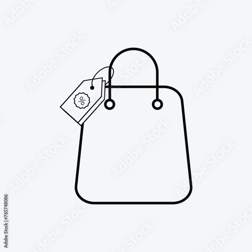 Shopping Bag Icon Black | Paper Bags Illustration | Online Shop Symbol | E-Commerce Logo | Commerce Sign | Isolated | Variations