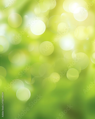 Luminous Green Bokeh: Abstract Background with Soft Light Circles