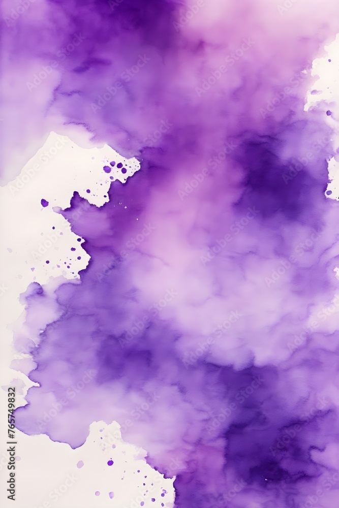 Obraz premium Violette Wasserfarbe auf Papier - Hintergrund