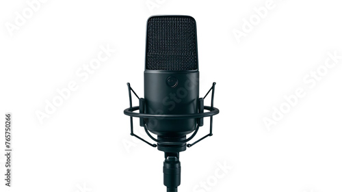 aModern Black Studio Microphone For Recording Purposes, Transparent White Background, Png. - 1