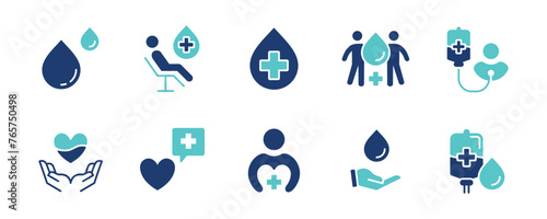 blood donor transfusion icon set blood donation giving life charity health care vector illustration