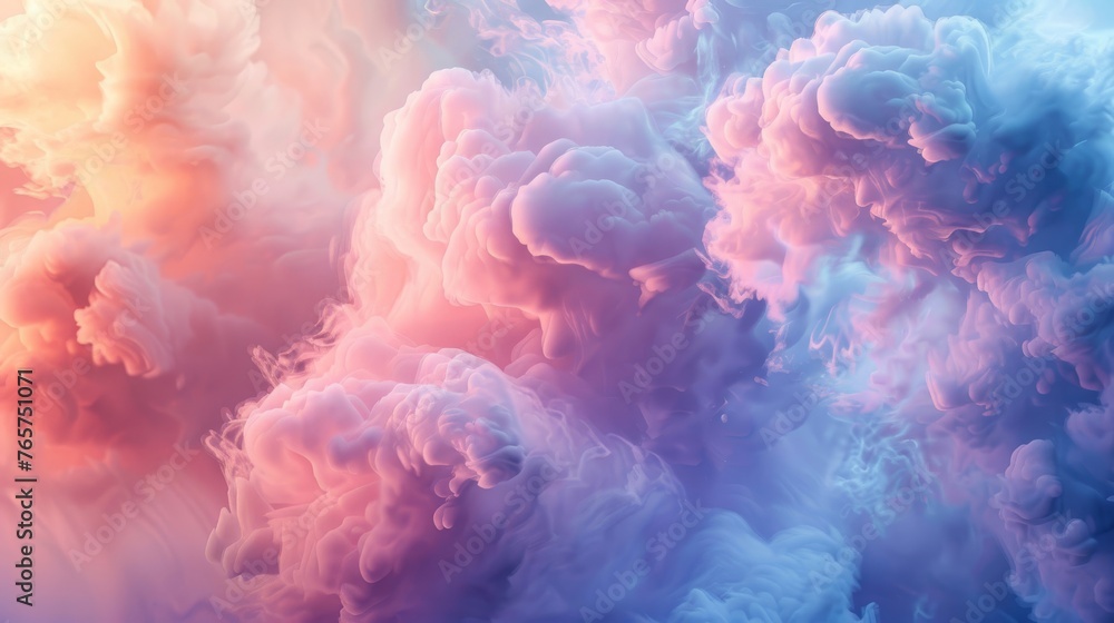 Soft,  ethereal clouds of pastel colors floating in a dreamy abstract composition - obrazy, fototapety, plakaty 
